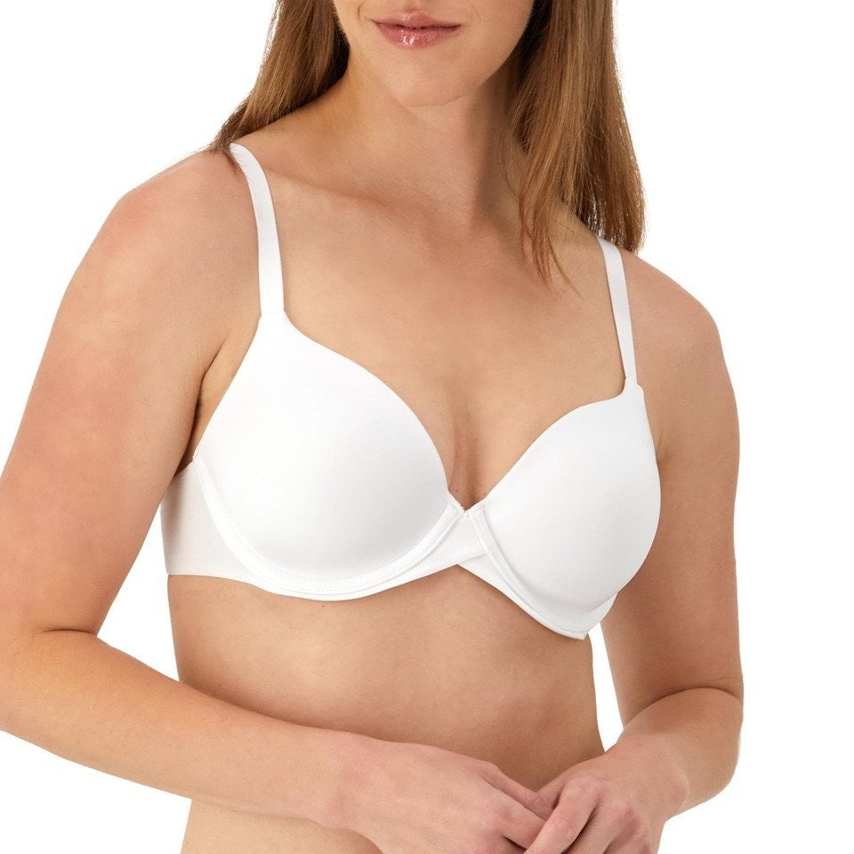 Maidenform T-Shirt Bra Womens 36C White Nylon Stretch Padded Adjustable Strap