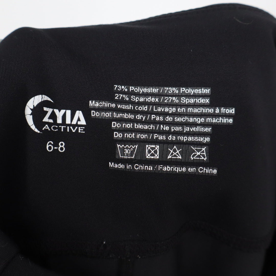 ZYIA Active Leggings Womens 6-8 Moto Ribbed Laser Cut Black Athleisure Good