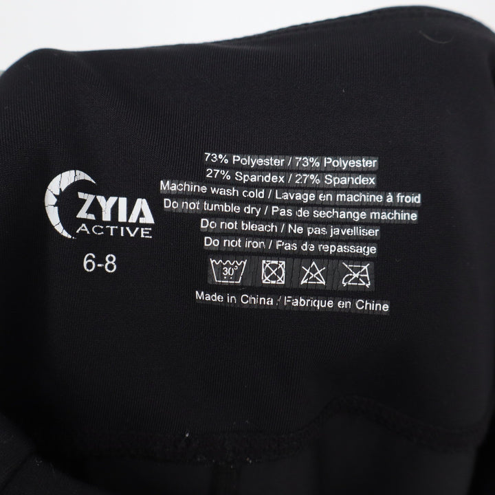 ZYIA Active Leggings Womens 6-8 Moto Ribbed Laser Cut Black Athleisure Good