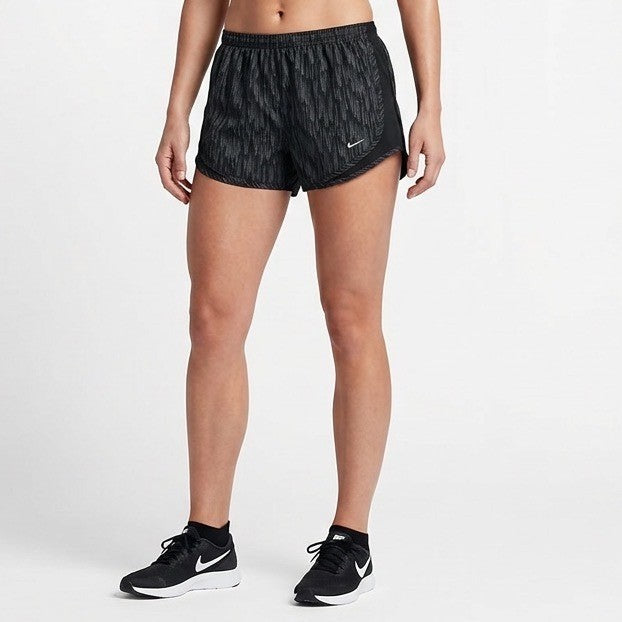 Nike Dri Fit Running Shorts Womens W32 Black Abstract High Rise Elastic Waist