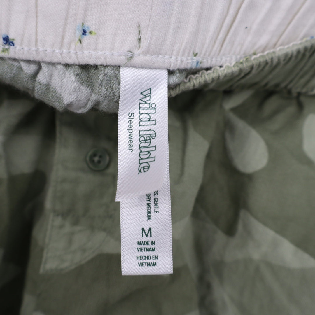 Wild Fable Pajama Shorts Womens Medium Green Camo Cotton Elastic Waist Sleepwear