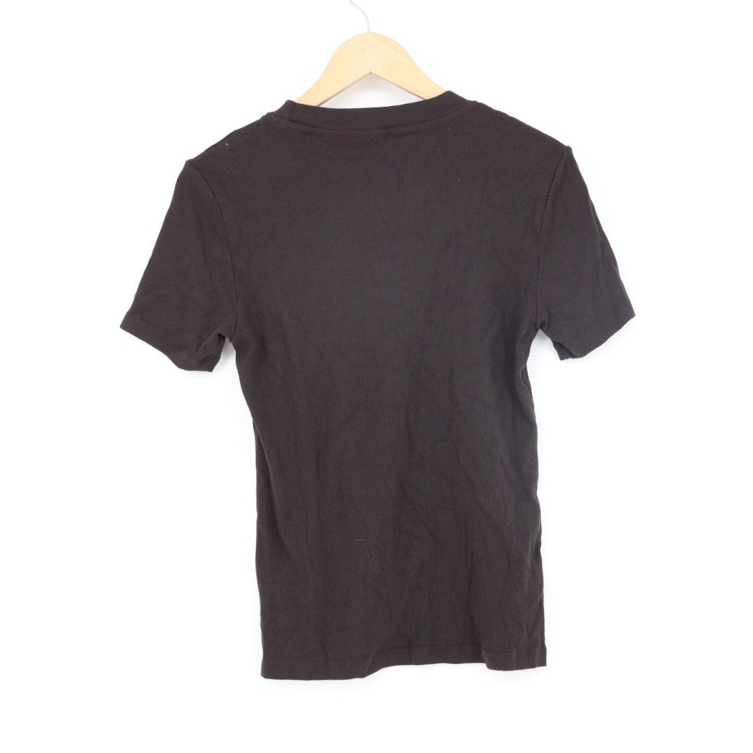American Giant Womens Ribbed T Shirt Crew Neck Short Sleeve Basic Top Size M