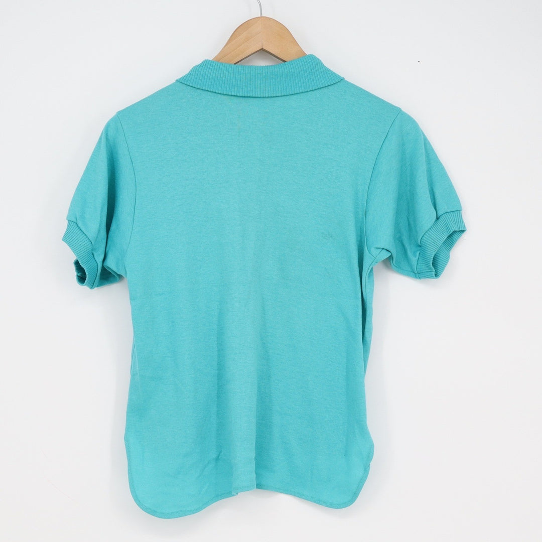 Great Connections Vintage Turquoise Teal Short Sleeve Polo Shirt Medium
