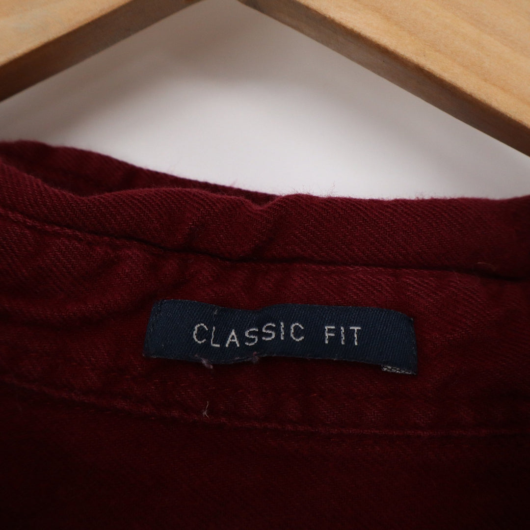 St Johns Bay Small Burgundy Cotton Long Sleeve Button Down Shirt Classic Fit