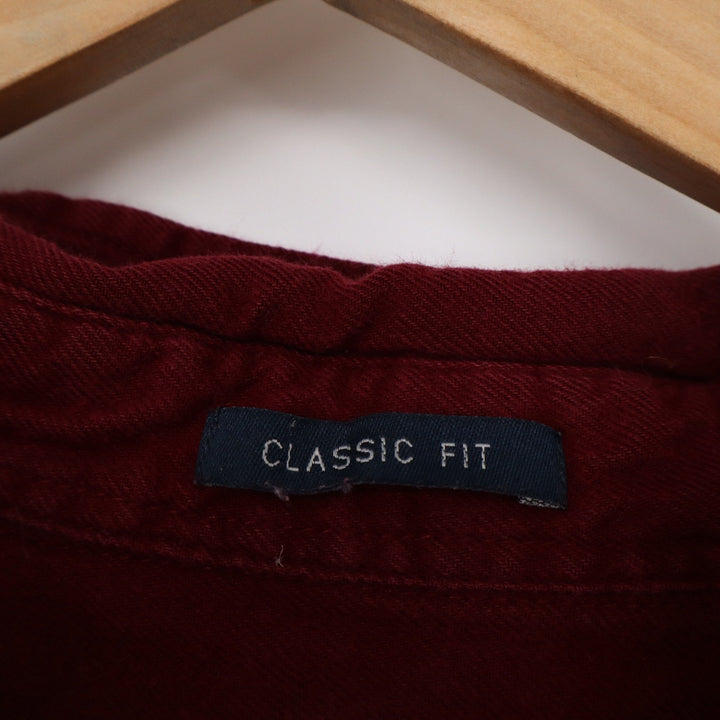 St Johns Bay Small Burgundy Cotton Long Sleeve Button Down Shirt Classic Fit