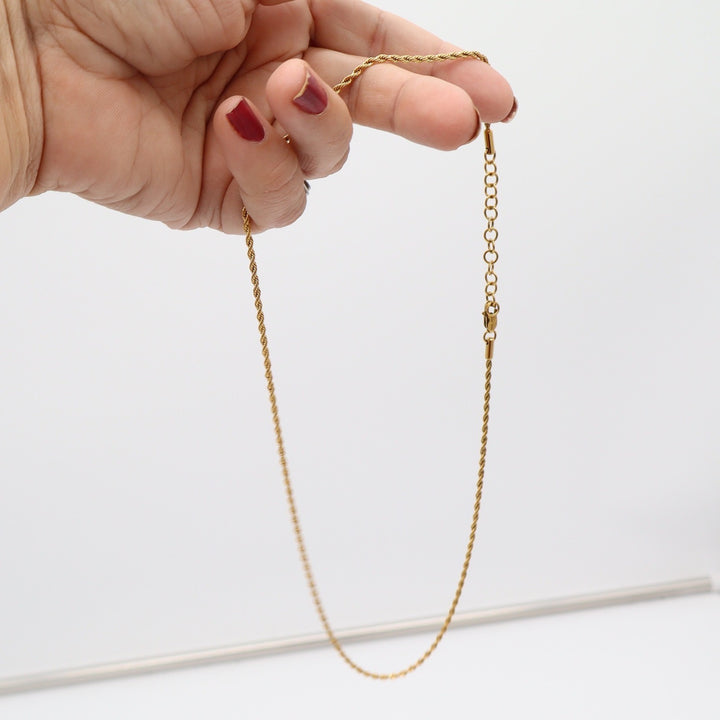 Unbranded Rope Chain Necklace Unisex OS Gold Tone Twisted Link Adjustable Exc