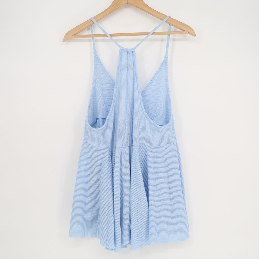 Urban Outfitters UO Lola Thermal Babydoll Tank Top Women Large Blue Knit Stretch