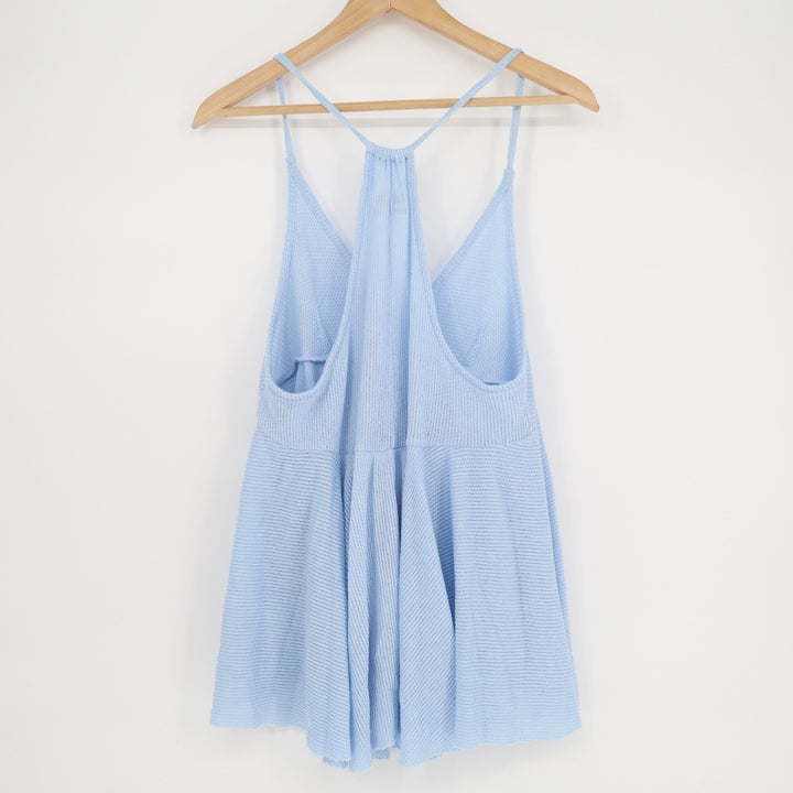 Urban Outfitters UO Lola Thermal Babydoll Tank Top Women Large Blue Knit Stretch