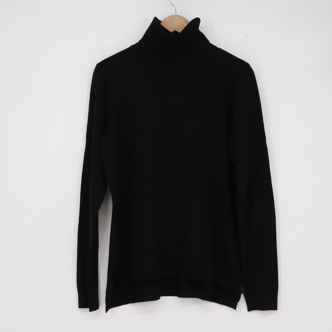 Cyrus Womens Turtleneck Sweater Black Long Sleeve High-Low Hem New M