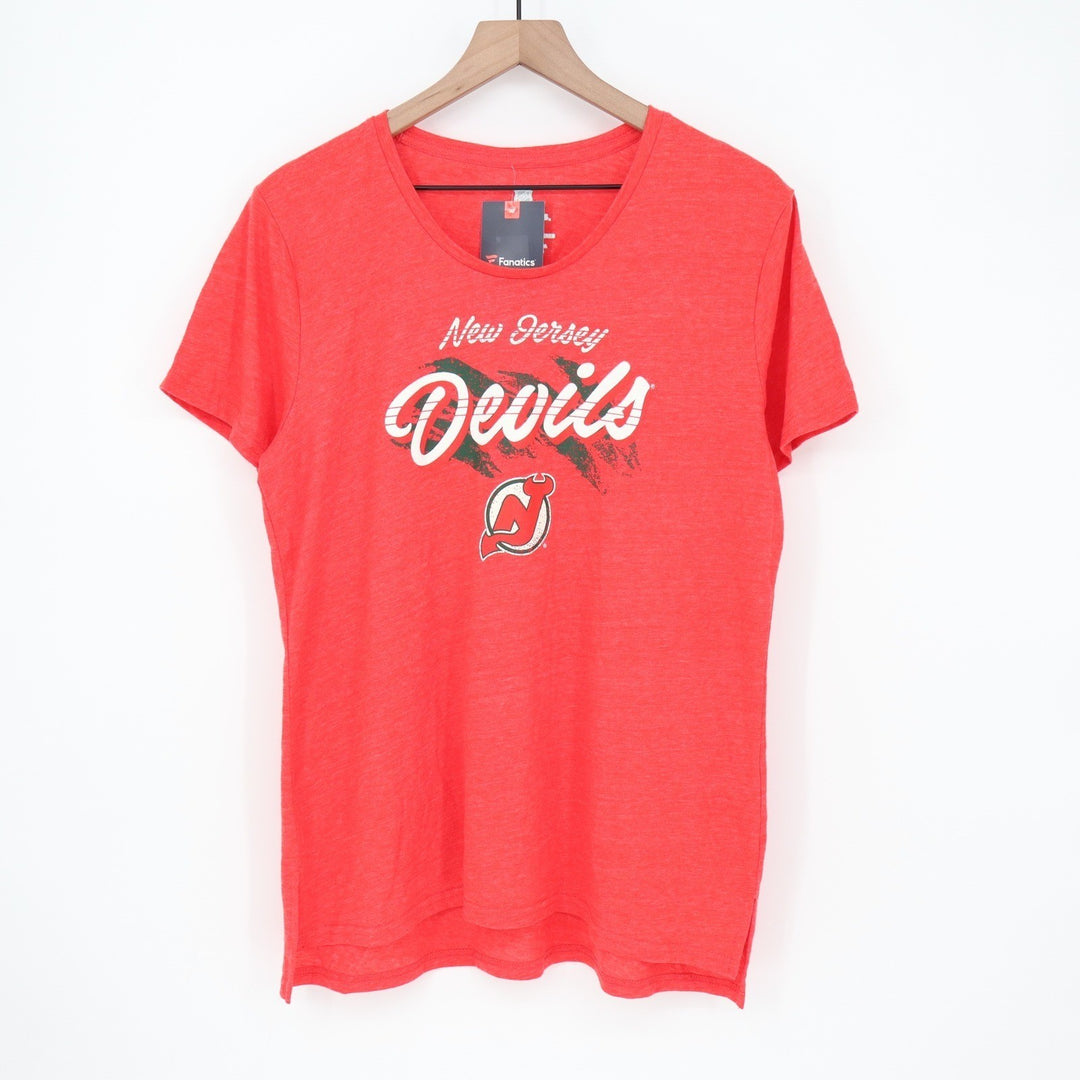 Fanatics New Jersey Devils NHL Womens Large Red Heather Graphic T-Shirt NWT