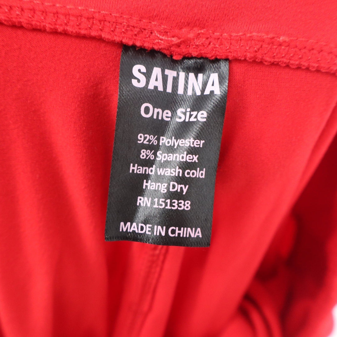 Satina High Waisted Leggings Red One Size OS Full Length Soft Stretch Pants