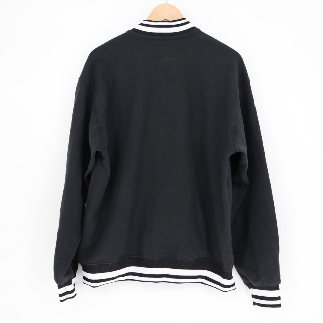 American Giant Lettermen Varsity Jacket Unisex Medium Black Cotton Snap Front