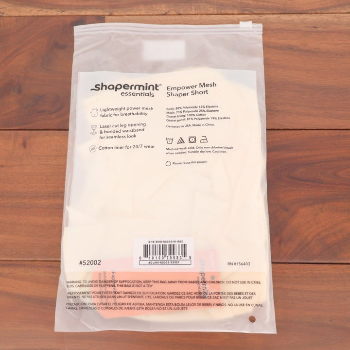 Shapermint Essentials Everyday Empower Mesh Shaper Shorts Womens Medium Beige