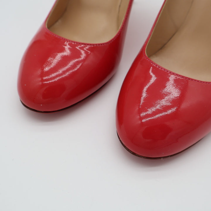 Christian Louboutin Punch Dolly Pump Womens 7.5 Red Patent Leather Stiletto Heel