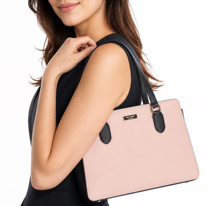 Kate Spade New York Pink Black Saffiano Leather Satchel Handbag