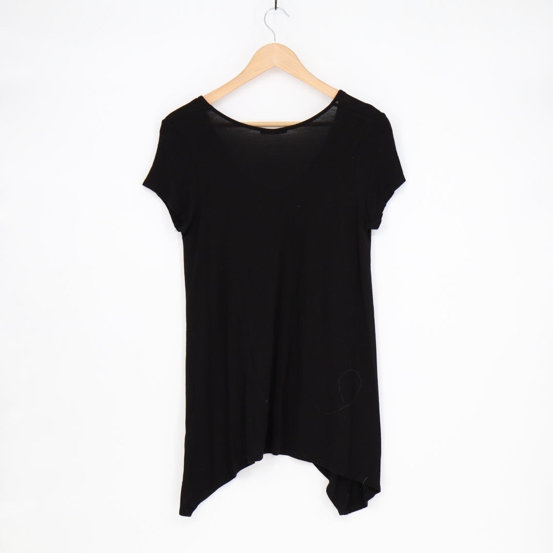 Rolla Coster T-Shirt Womens Medium Black Stretch Scoop Neck Cap Sleeve Pullover