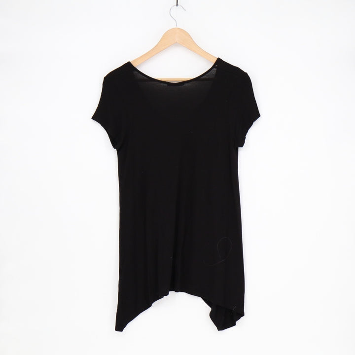 Rolla Coster T-Shirt Womens Medium Black Stretch Scoop Neck Cap Sleeve Pullover
