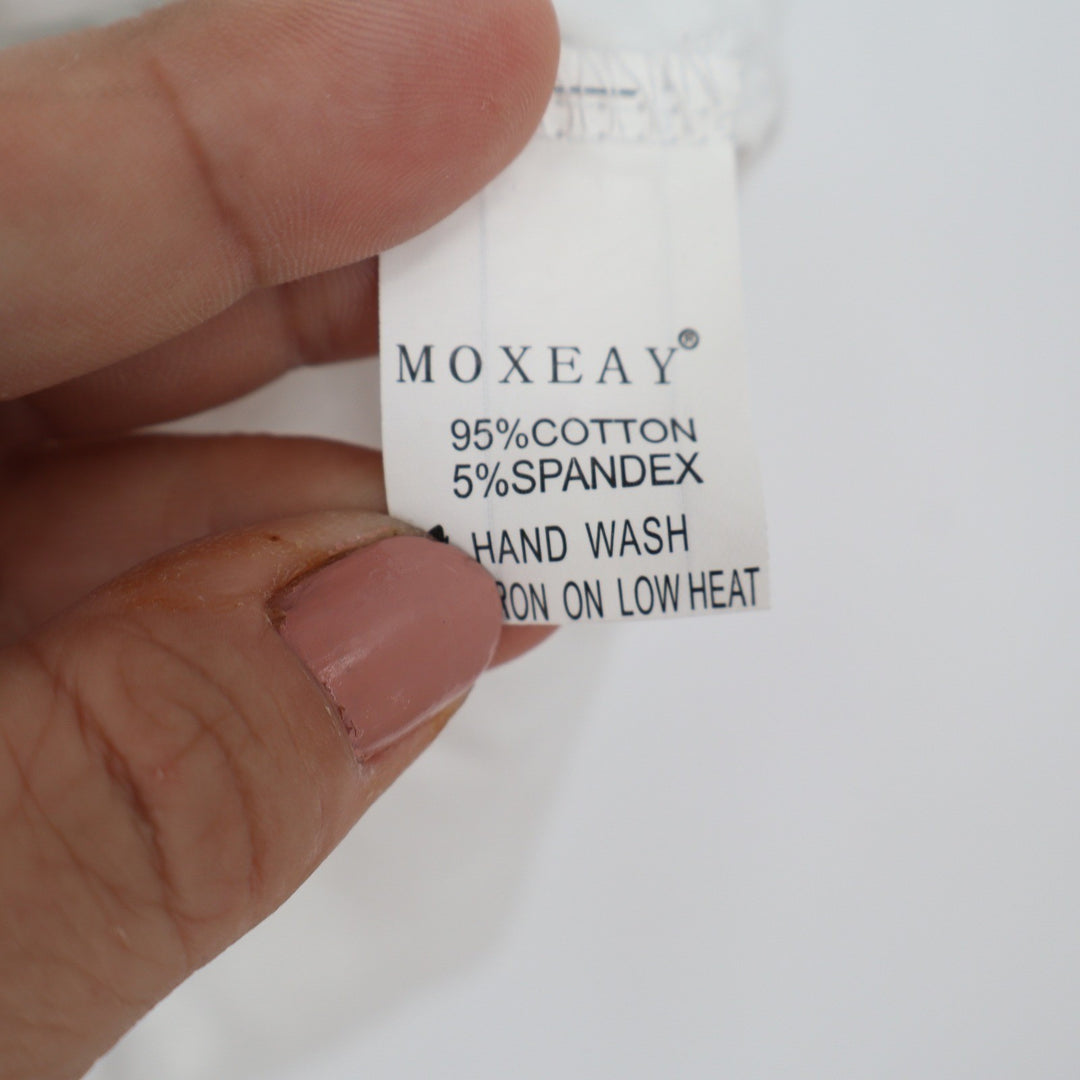 MOXEAY Womens White Scoop Neck Sleeveless Longline Tank Top Size M Cotton