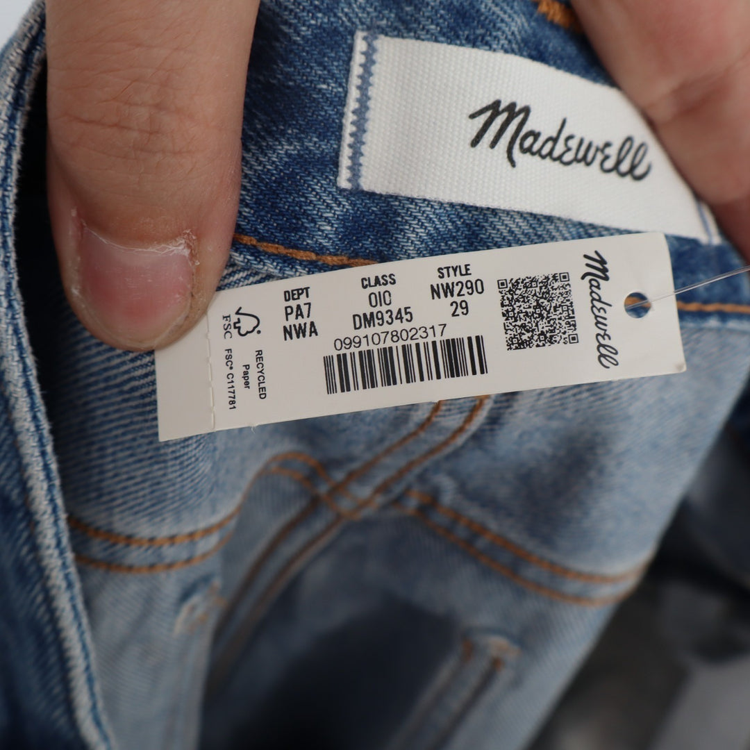 Madewell The Curvy Dean Easy Straight Jeans Womens 29 Blue Denim Distressed