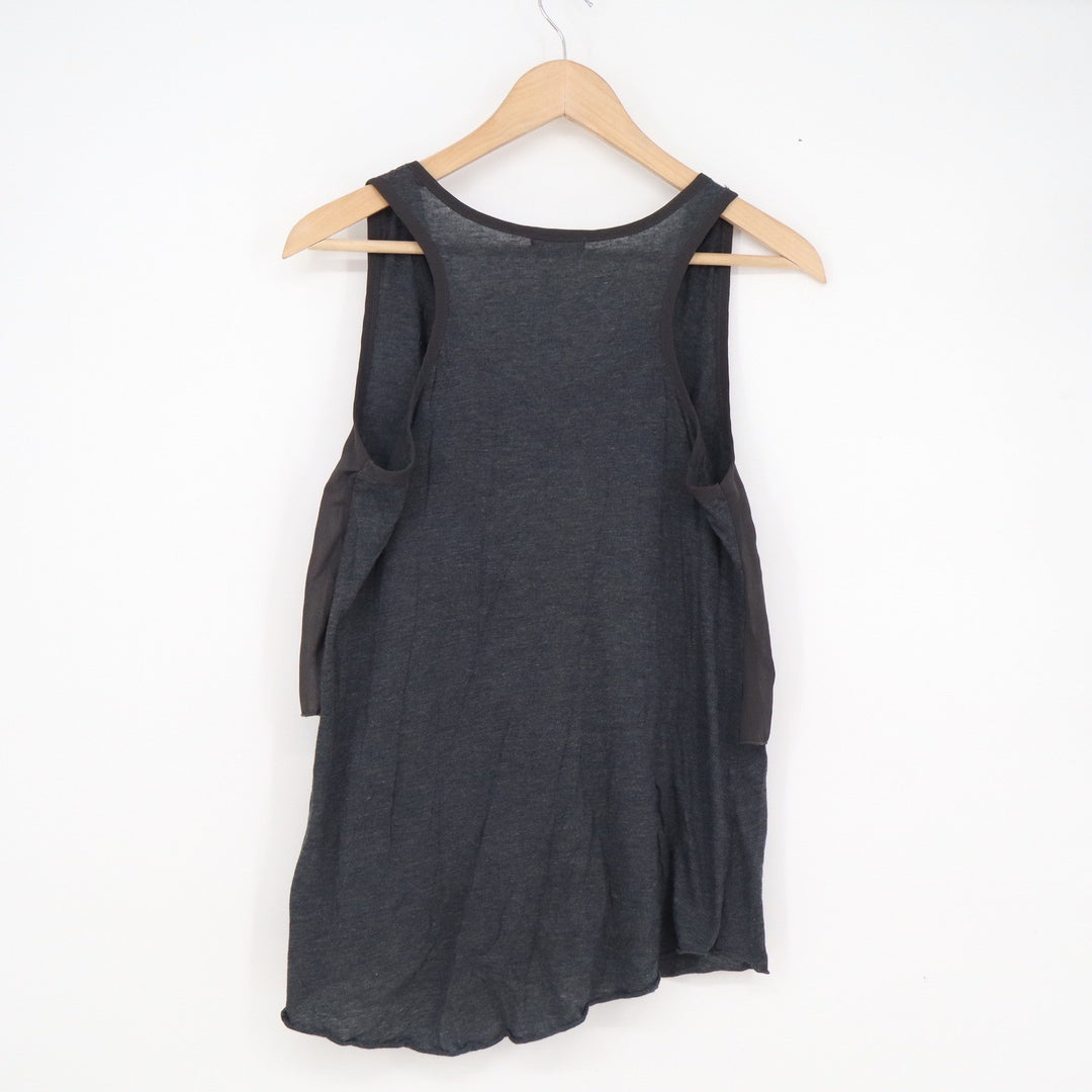 This Korea Layered Asymmetric Tank Top Charcoal Gray Button Front One Size