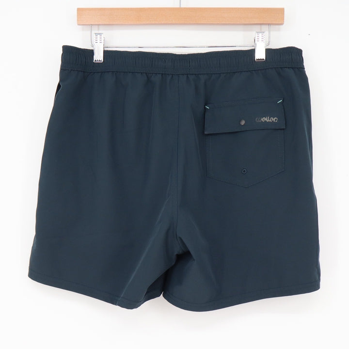 Wellen Swim Trunks Mens L Navy Blue 5 Inch Inseam Stretch Excellent