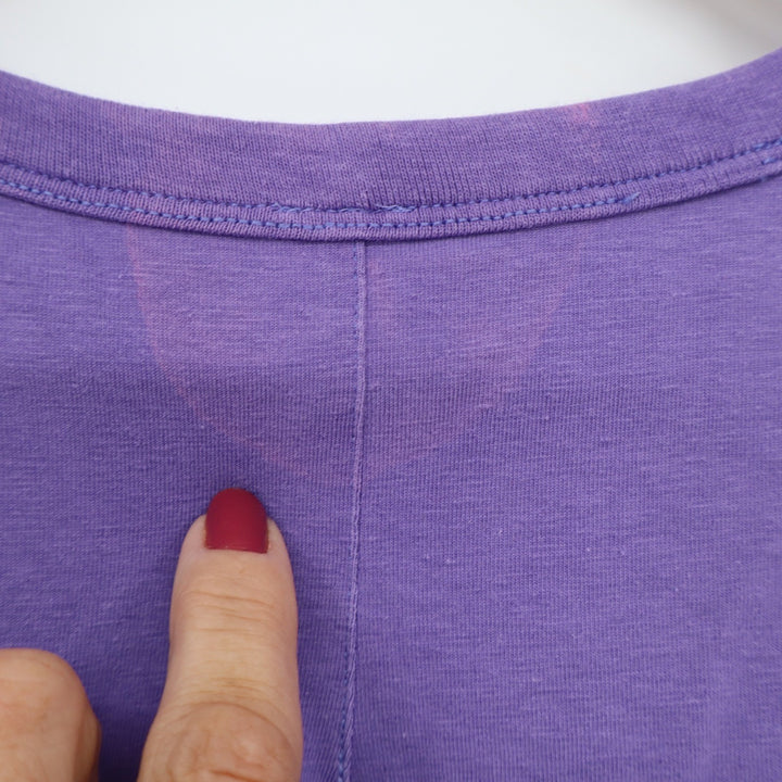 Lululemon T-Shirt Womens S/M Cates Tee Purple Cropped Side Slit Good