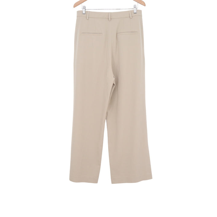HM Womens Beige Wide Leg Pleated High Waist Dress Pants Trousers Size 12