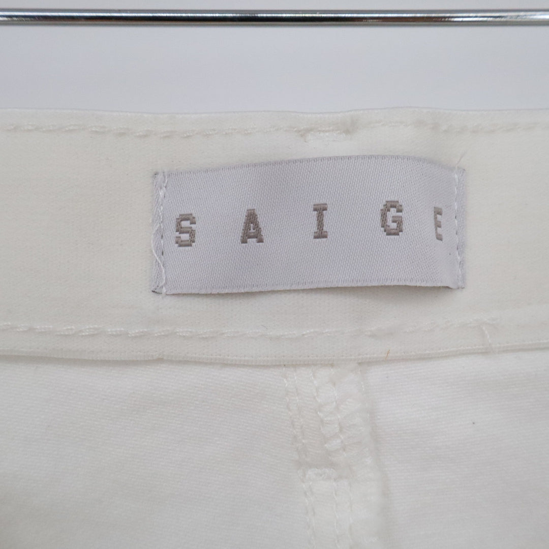 Saige White Barrel Leg Eyelet Embroidered Tummy Control Jeans Size 13/31
