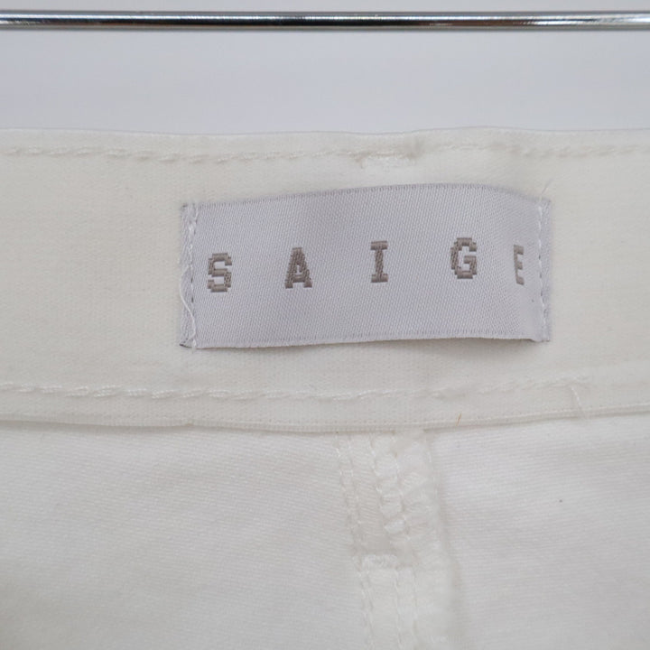 Saige White Barrel Leg Eyelet Embroidered Tummy Control Jeans Size 13/31