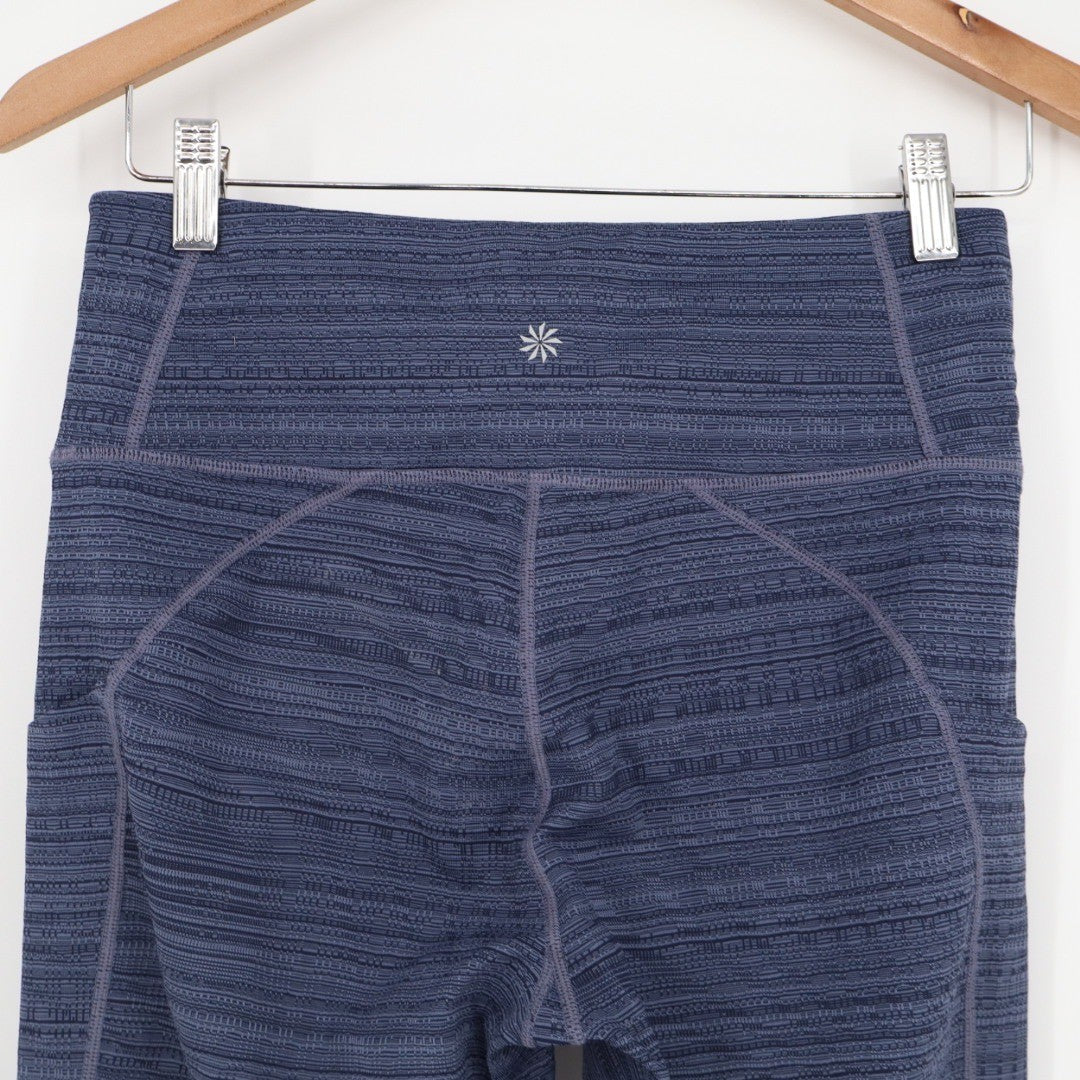 Athleta Navy Blue Textured Capris with Mesh Insets Size Medium
