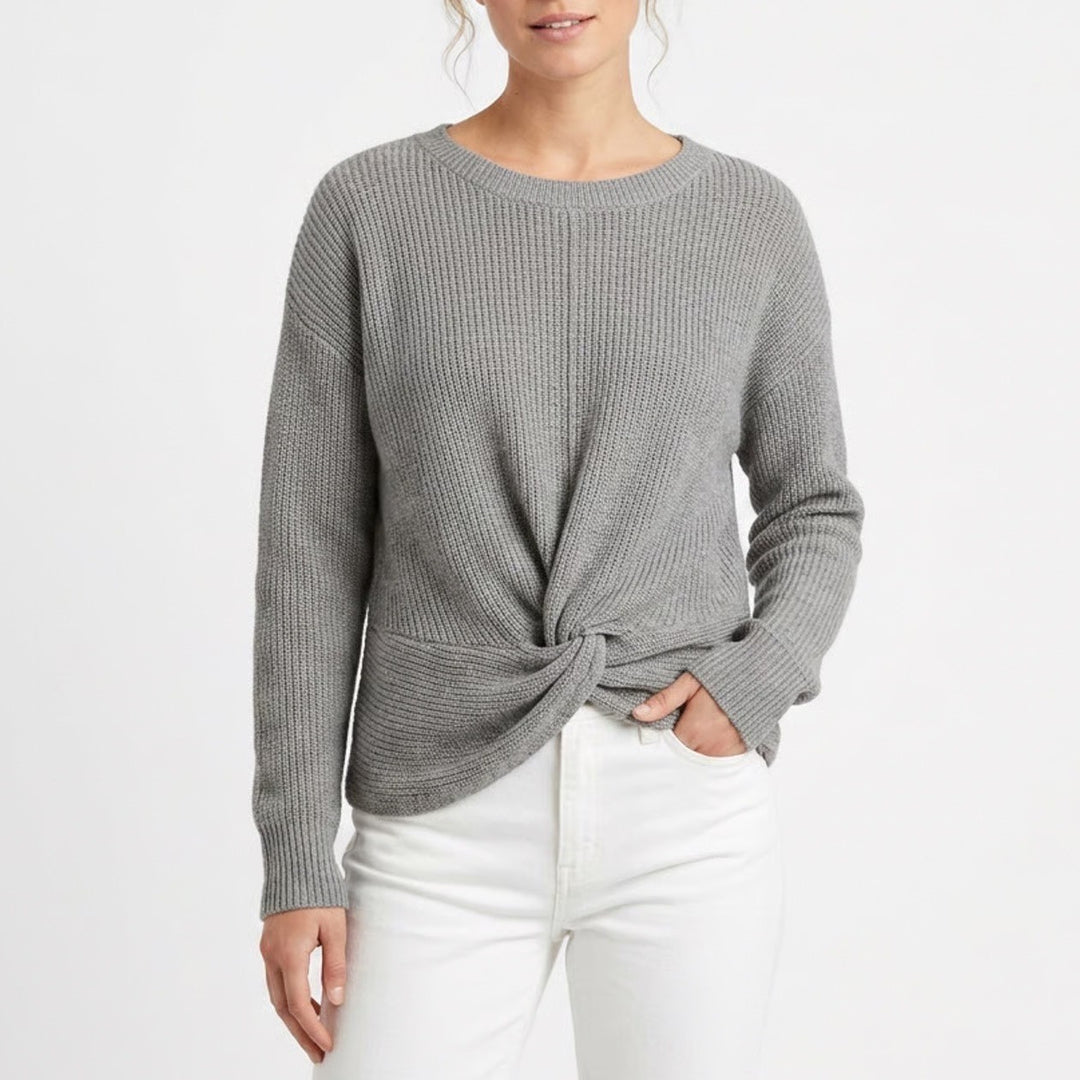 Offline by Aerie Sweater Womens Large Gray Knit Round Neck Twist Hem Pullover