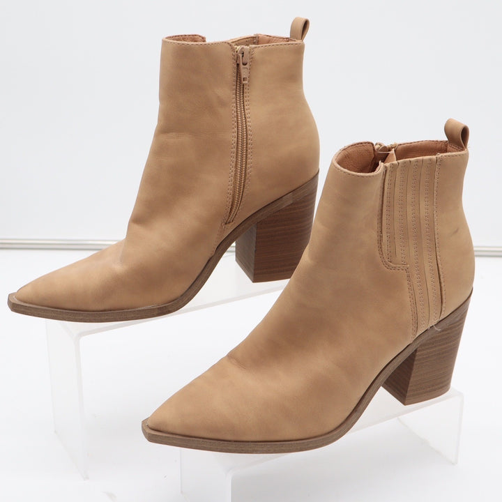 Universal Thread Tan Pointed Toe Block Heel Ankle Boots Size 8.5