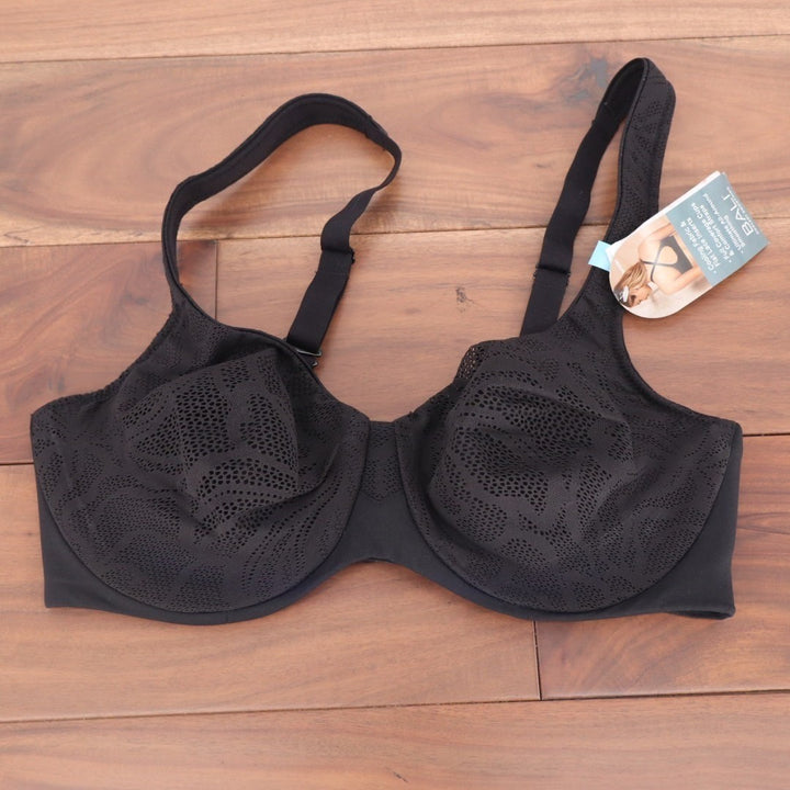 Bali Coolest Smoothing Minimizer Bra Womens 36C Black Stretch Lace Underwire