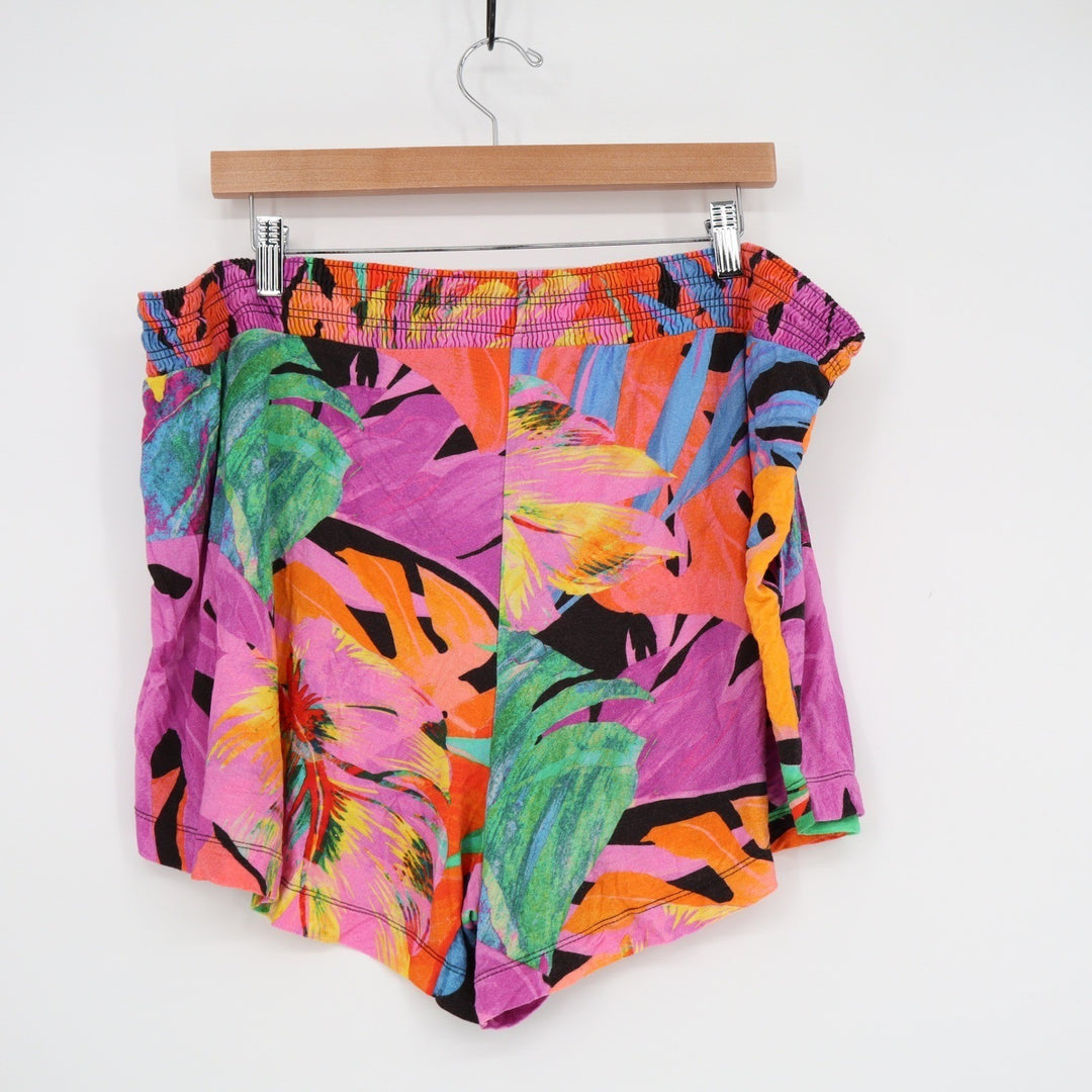 Soma XXL Tropical Print Lounge Shorts Multicolor Botanical Rayon Blend SSA081