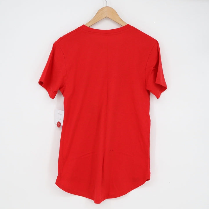 Hallmark Channel Womens Red Graphic T-Shirt Christmas Movie Watching Shirt Med
