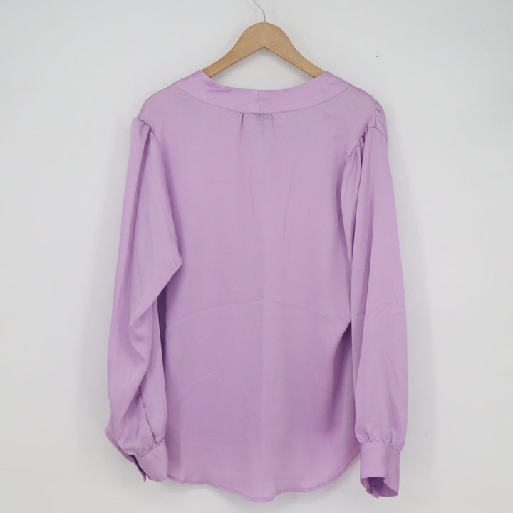 Torrid Lilac Purple Tie Neck Keyhole Long Sleeve Blouse Size 0