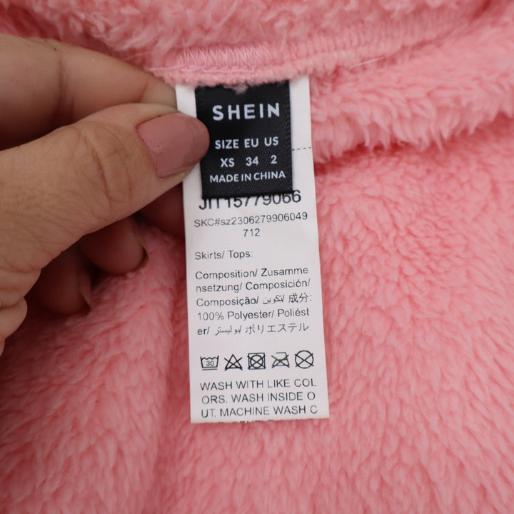 SHEIN Pink Faux Fur Mini Skirt XS Fuzzy Plush Elastic Waist