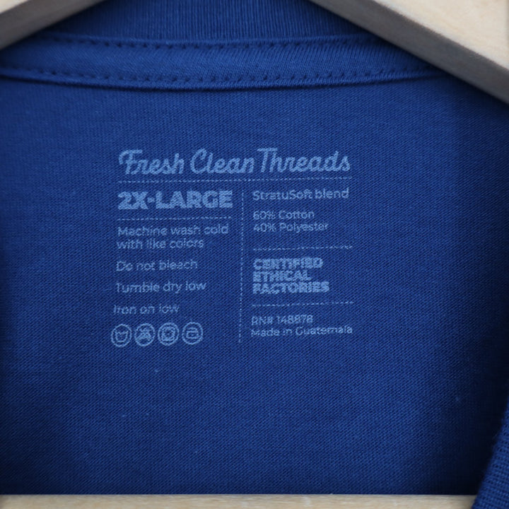 Fresh Clean Threads T-Shirt Mens 2XL Blue Cotton Short Sleeve Crew Neck Pullover