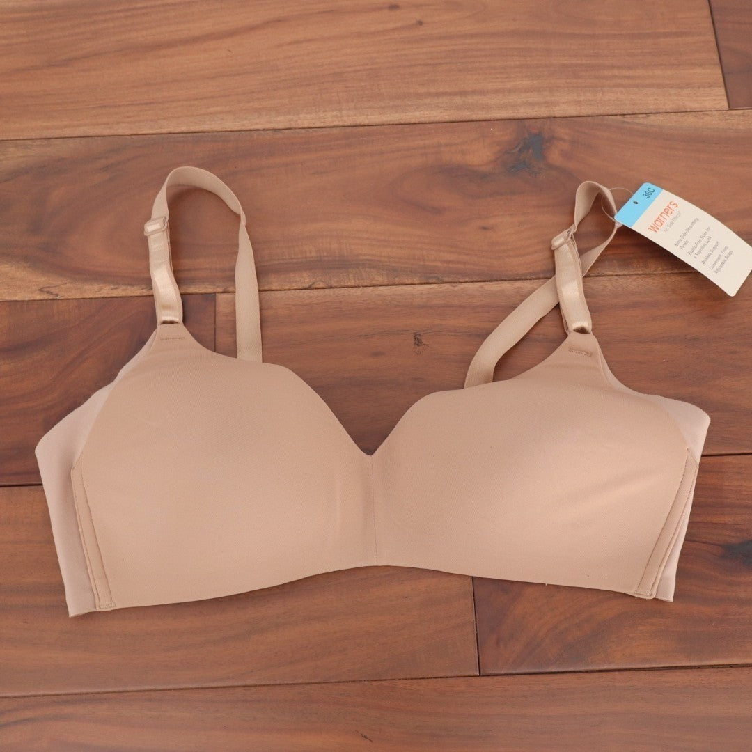 Warners No Side Effects Underarm-Smoothing Comfort Wireless Bra Womens 36C Beige