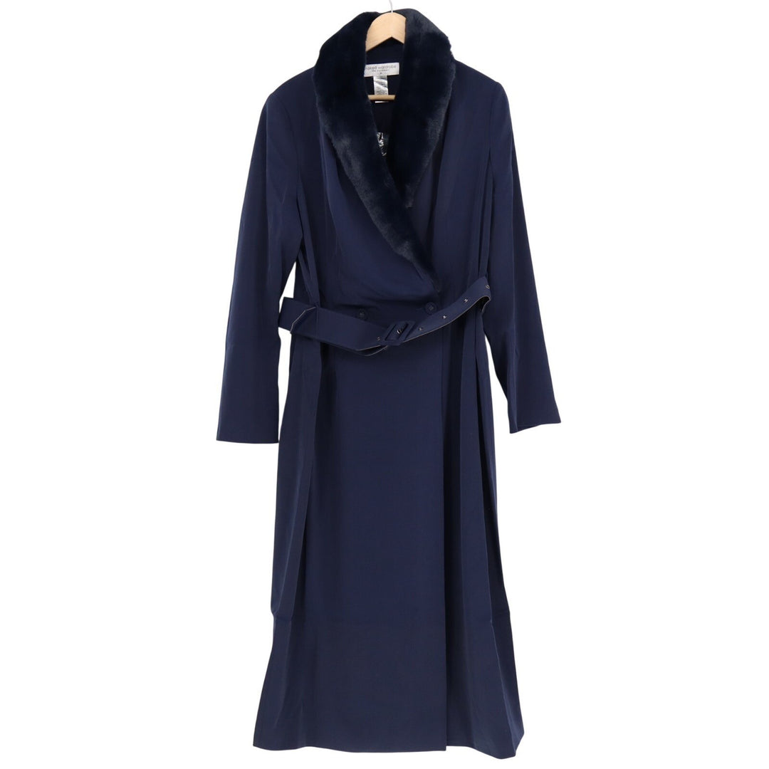 Naked Wardrobe The Statement Trench Coat Womens XL Navy Belted Waist Long Sleeve