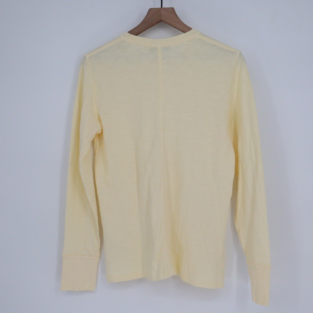 American Giant Long Sleeve Crew Neck T Shirt Yellow Size M Made in USA Cotton