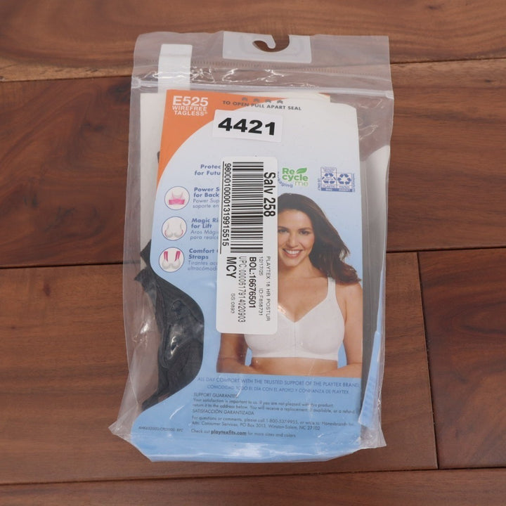 Playtex 18 Hour Front Close Bra Womens 40C Black Nylon Stretch Comfort Wireless