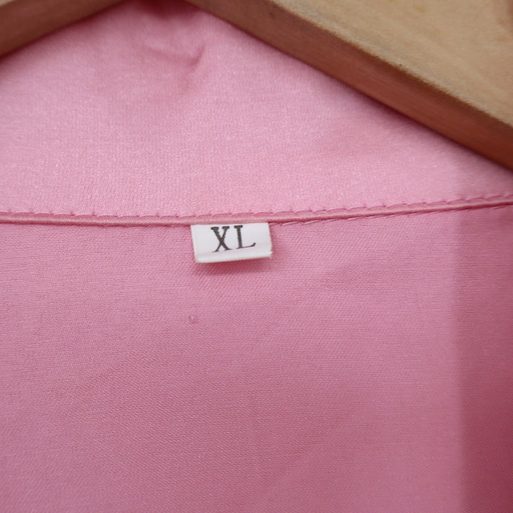 Mocha Moms Inc Pink Satin Nightshirt XL Button Down Long Sleeve Contrast Piping
