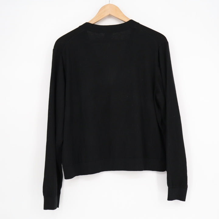A New Day Cardigan Sweater Womens Large Black Knitted Long Sleeve Button Front