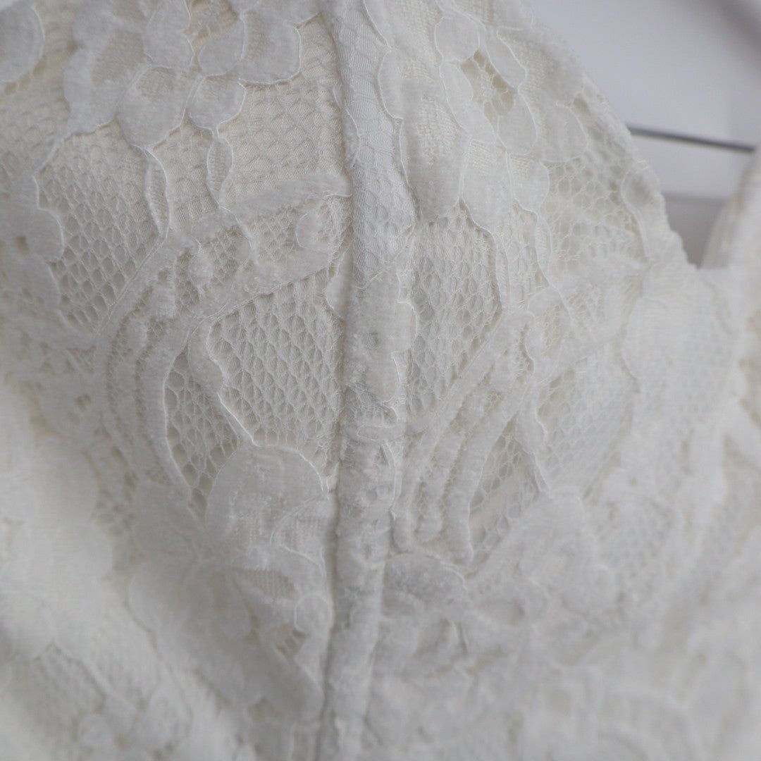 Naked Wardrobe Off White Floral Lace Sweetheart Bustier Crop Top Medium