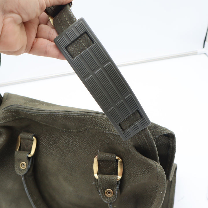 Verdi Satchel Bag Womens OS Olive Green Textured Gold Hardware Strap Good