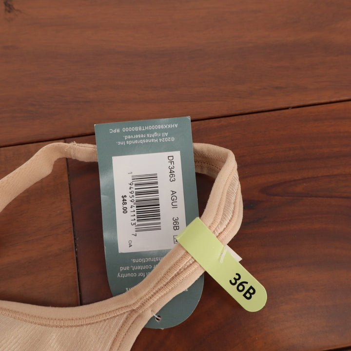 Bali Comfort Revolution Bra Womens 36B Almond Zag Wirefree Adjustable Strap
