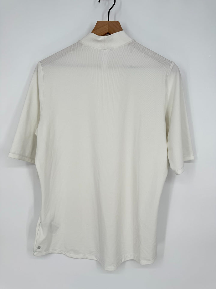 Adidas Golf Polo Shirt Womens Large White Trefoil Logo Mesh Stretch Mock Neck
