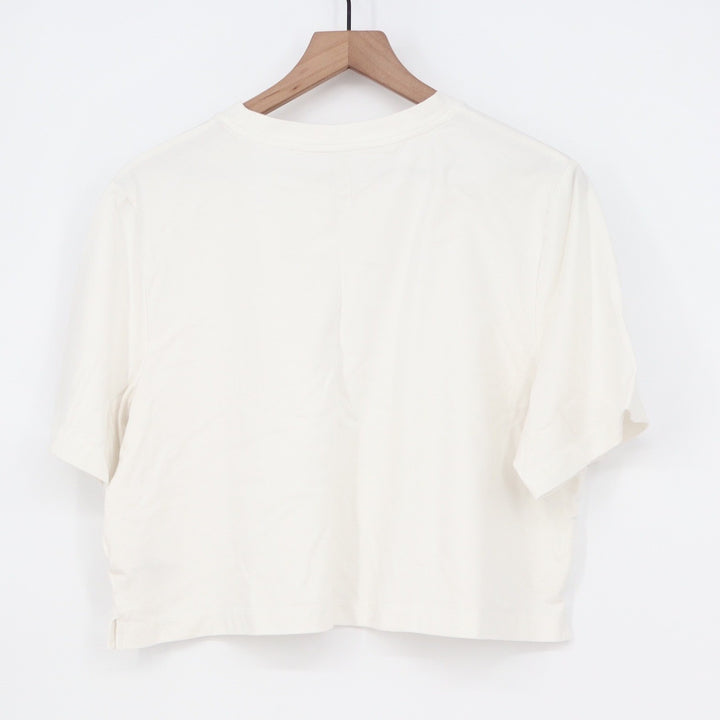 A New Day Womens Cream Cropped Short Sleeve T-Shirt Relaxed Fit Large