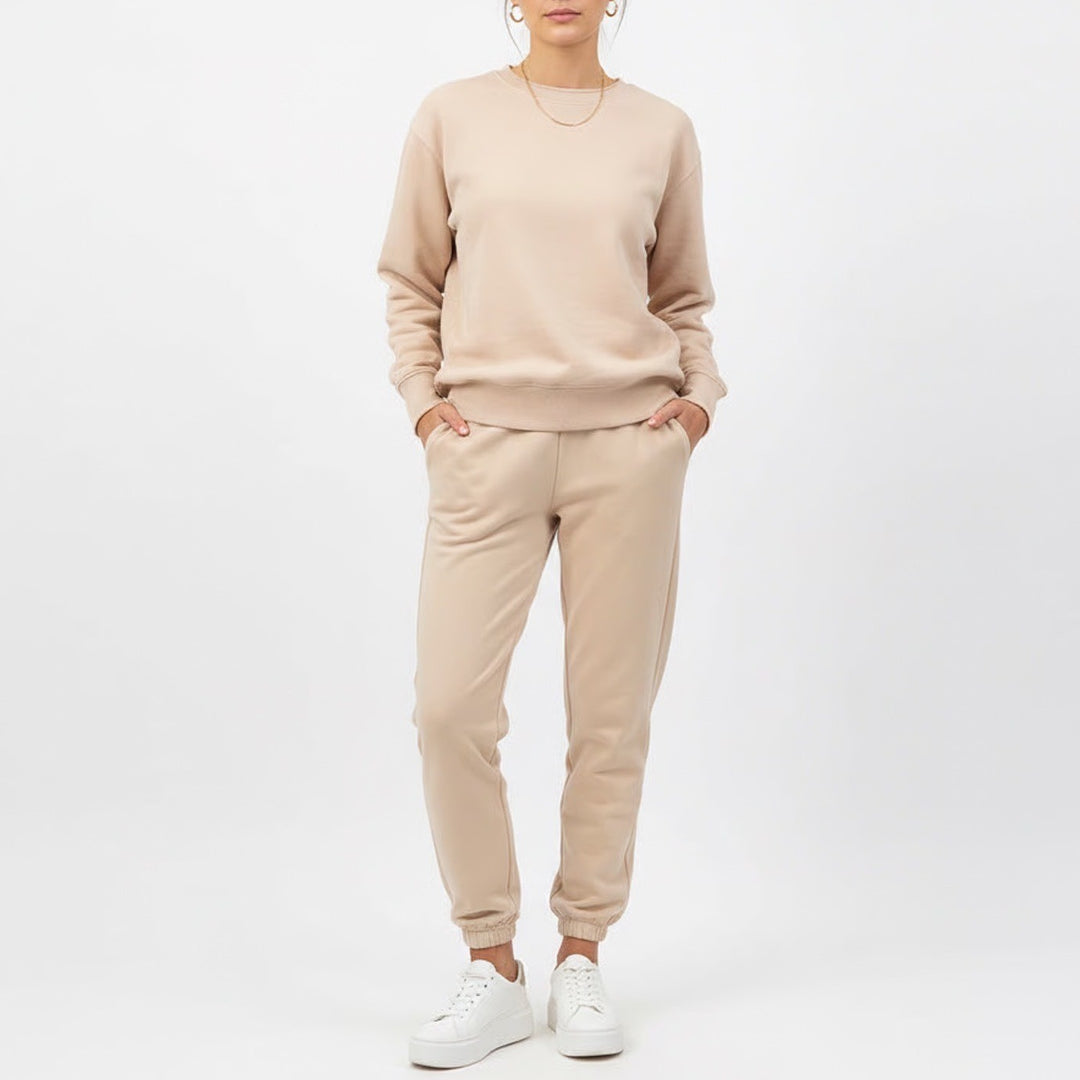 Naked Wardrobe Tan Sweatshirt and Jogger Lounge Set XL Beige 2pc Set
